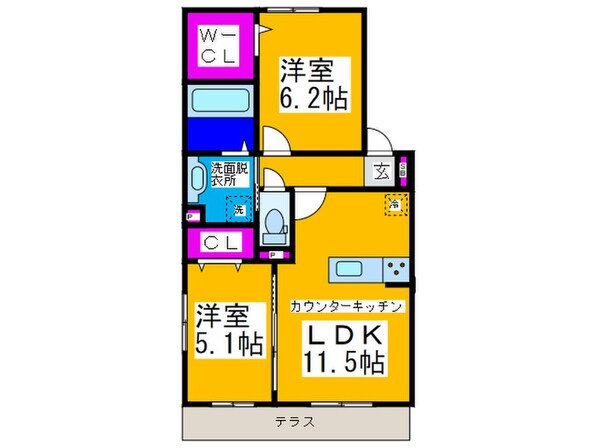 ルシエル　メイキラA棟の物件間取画像